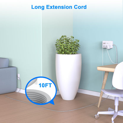 Flat Plug Power Strip Surge Protector, 5ft Ultra Thin Extension Cord with 4 USB Wall Charger(2 USB C Port), 6 Widely-Spaced Outlets Power Strip Compact for Travel, Office, Dorm Room Essentials (White)