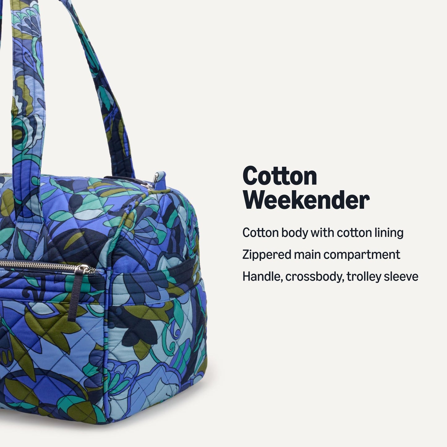 Amazon Essentials Women's Quilted Weekender Duffel Bag, Blue Paisley, One Size