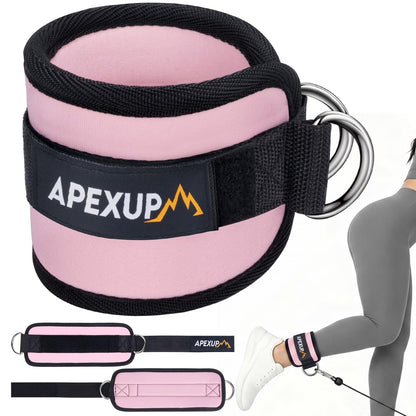 APEXUP Ankle Strap for Cable Machine, Ankle Resistance Bands, Cable Kick Back Ankle Straps for Gym, Glute Workouts, Leg Extensions, Adjustable Straps with Neoprene Padding (Single, Pastel Pink)