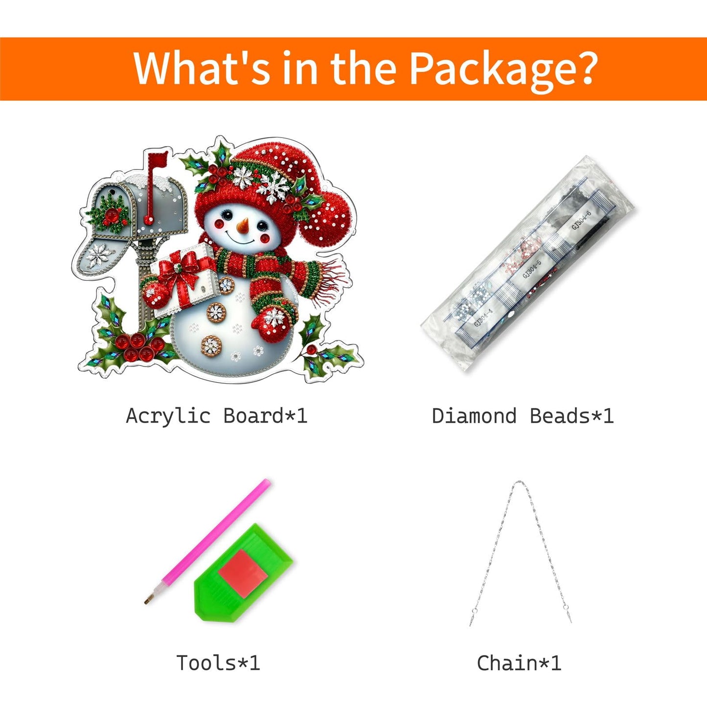VODAPYC Christmas Diamond Art Hanging Kits for Adults, DIY Special Shaped Diamonds Painting Window Pendant Ornament for Home Decor (Snowman-3)