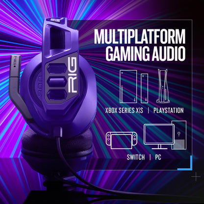RIG 300 PRO HC Universal Gaming Headset - Xbox Series X, Xbox Series S, Xbox One, PS5, PS4, PlayStation, Nintendo Switch, Laptop, 3.5mm – Flip-to-Stow Mic, 40mm Speakers – Dolby Atmos – Cosmic Purple