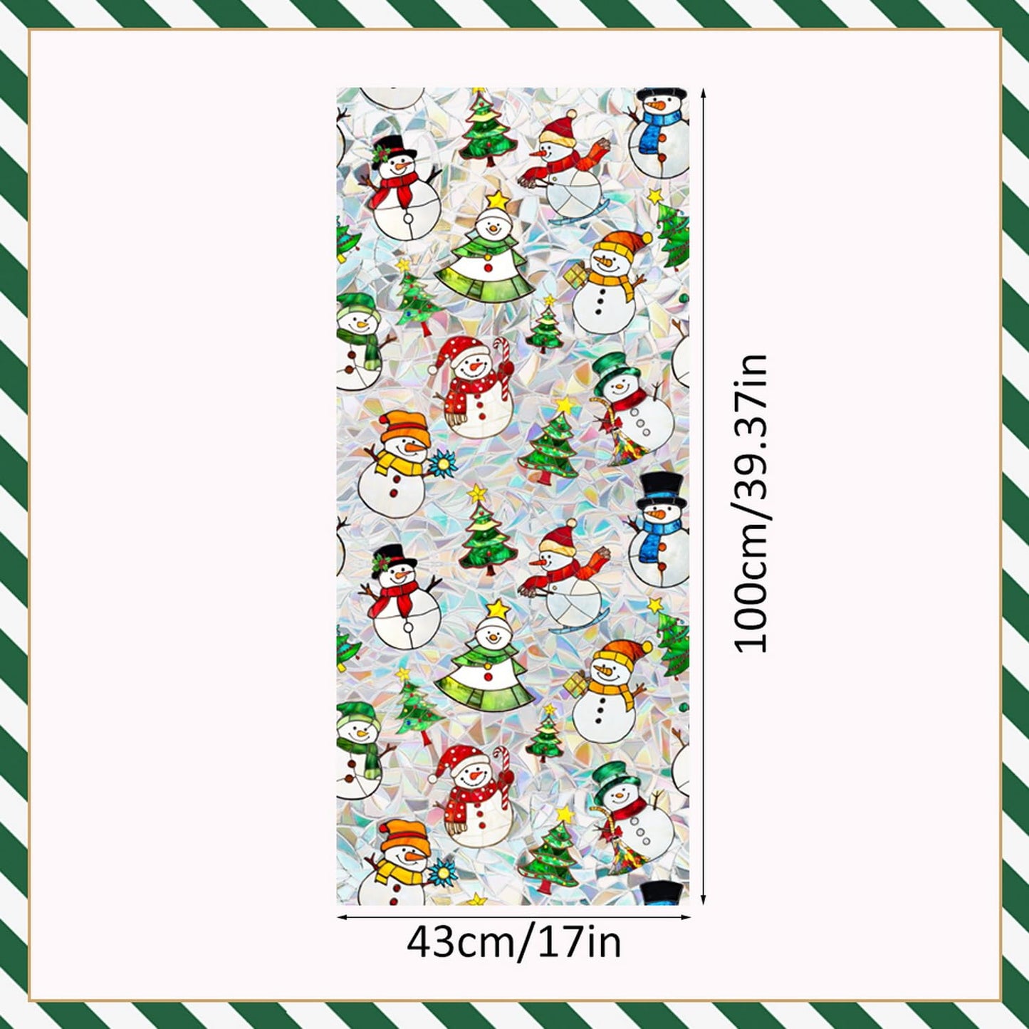 Christmas Window Privacy Film Xmas Stained Glass Decal Snowman Rainbow Windows Clings Decorative Xmas Tree Designs Window Clings Static Windows Film Stickers for Home Office Glass Decor