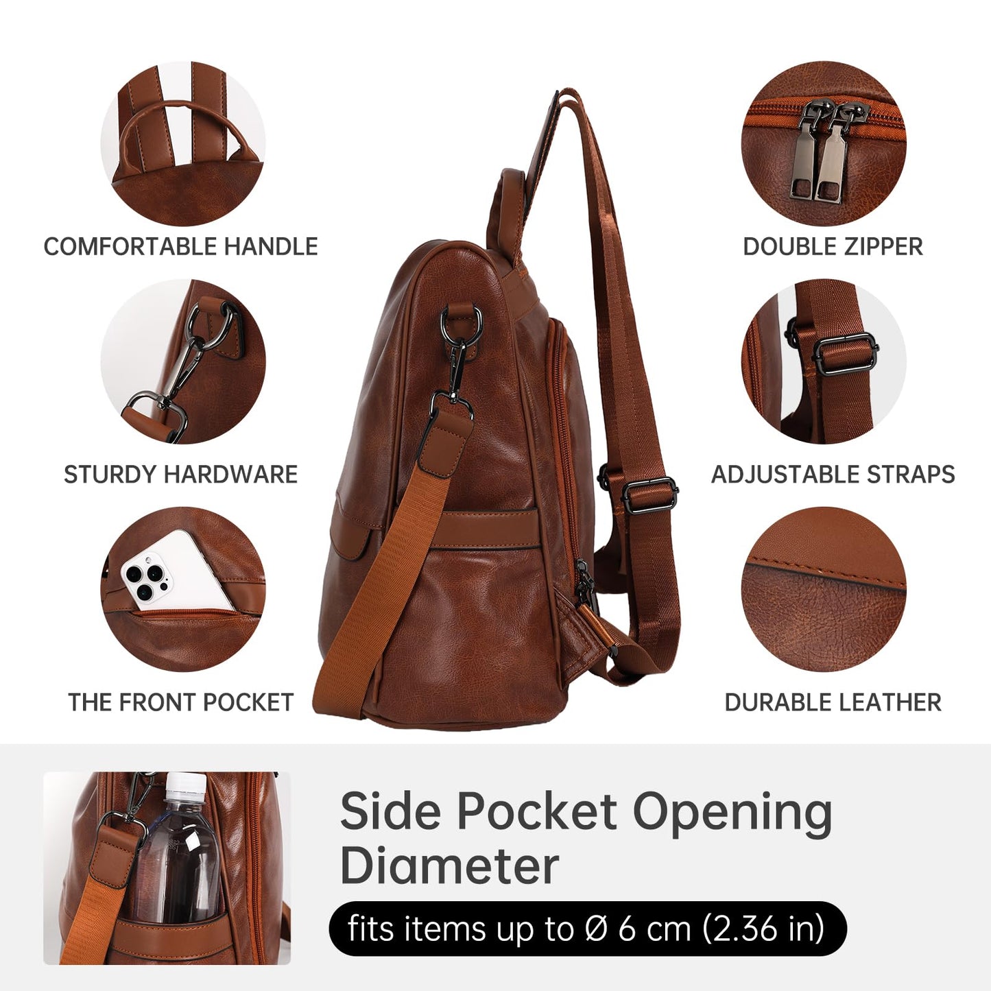 CHERUTY Women Backpack Purse PU Leather Anti-theft Casual Shoulder Bag Fashion Ladies Satchel Bags(Tan-Large)