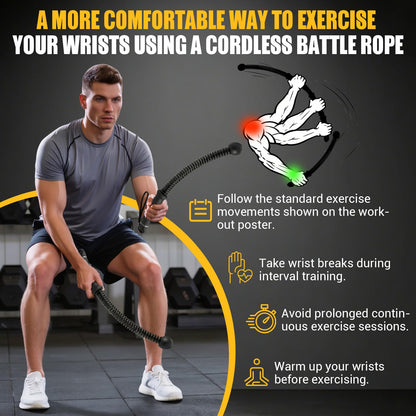 Ropeless Battle Ropes, Upgraded Heavy Duty Portable Cordless Battle Ropes for Home Gym with Poster & Non-Slip Soft Handles for Wrist Protection, Exercise Rope for HIIT and Low-Impact Aerobic Training