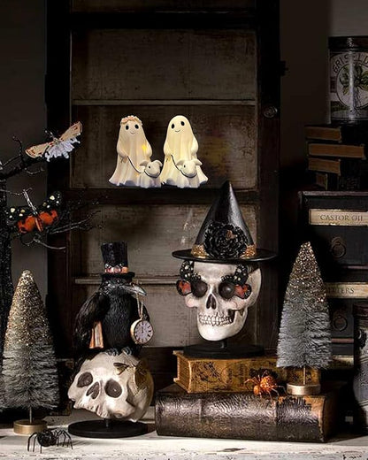 Ghost Walking Dog Display Statue Nightlight, Warm Lighted Indoor Figurine Lamps, Halloween Decors Spooky Dog Light, Cute Decorations for Party, Home, Bedroom, Shelf, Table Centerpiece (Boy)