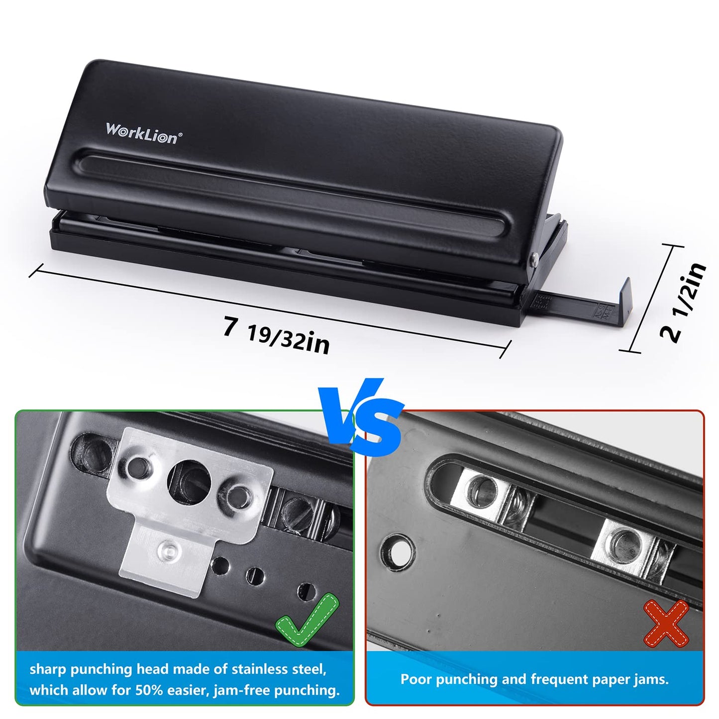 WORKLION Adjustable 6-Hole Punch with Positioning Mark, Daily Paper Puncher for A5 Size Six Ring Binder Planners - Refill Pages