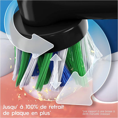 Oral-B PRO 3 3000 Electric Toothbrush/Electric Toothbrush, 2 CrossAction Replacement Brushes, with 3 Cleaning Modes and Visual 360° Pressure Control for Dental Care, Gift Man/Women, Black