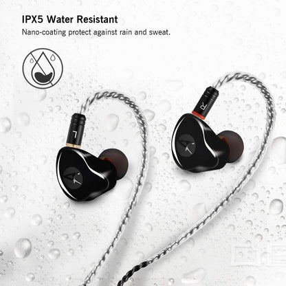 DCMEKA in Ear Monitor Headphones, HiFi Stereo IEM Earphones, Dynamic Dual Driver Wired Earbuds with Detachable Cable, Noise Canceling Headset for Singers Musicians Drummers Audiophile (Black)
