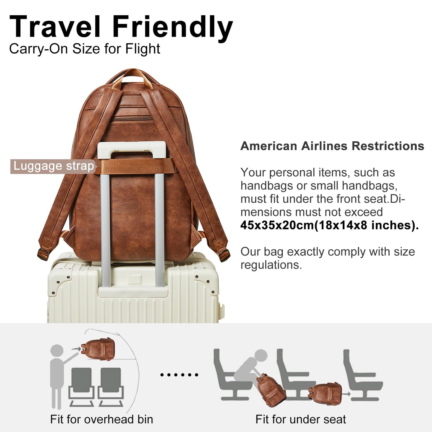 LATMAP 30L Backpack Purse for Women Men Laptop Backpack, Faux Leather Travel Work Backpack Teacher Bookbag fits 15.6" Laptop,Brown