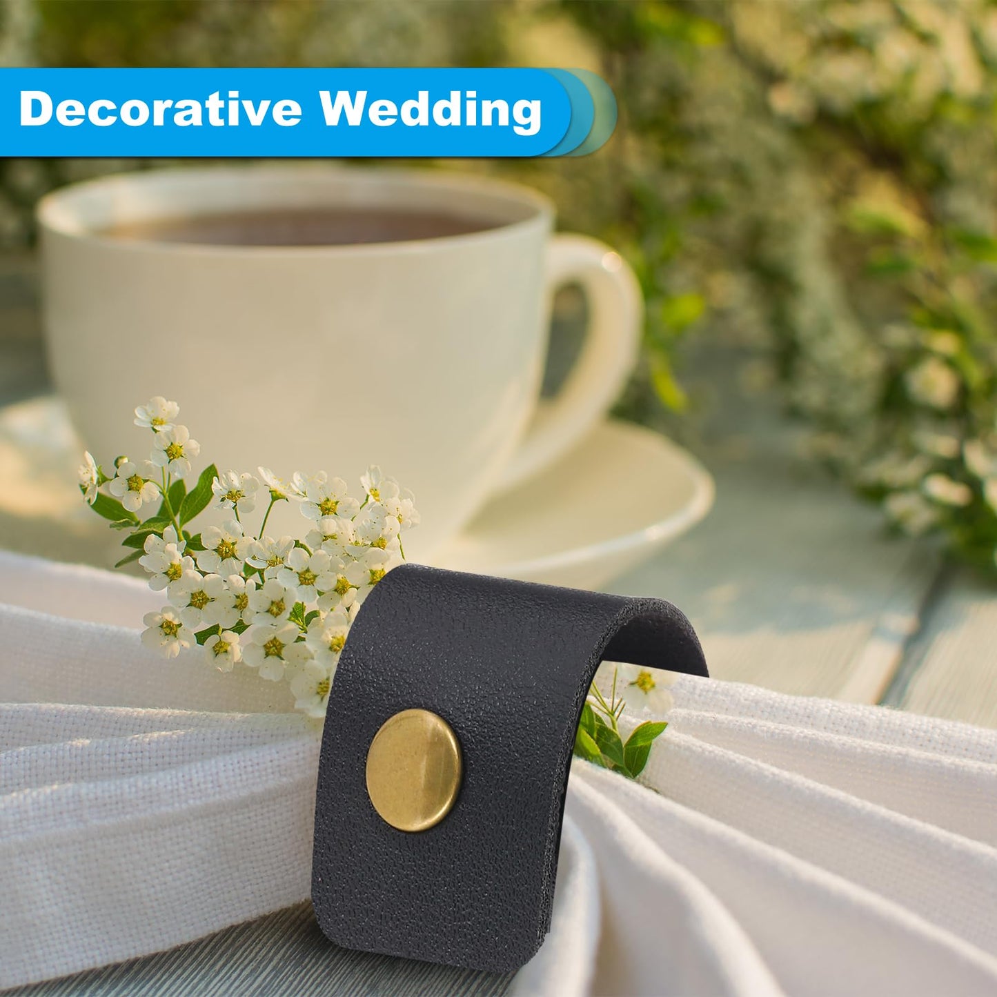 PATIKIL Napkin Rings, 12 Pcs Leather Napkin Rings Rustic Holder for Table Decor Thanksgiving Farmhouse Wedding Fall Banquets Dinner Party Ornaments Classic, Black