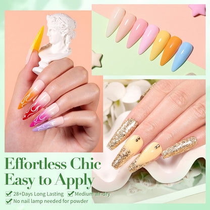 BORN PRETTY Acrylic Nail Kit - Acrylic Powder (Clear, White, Pink) & Liquid Set with Nail Forms, Brush Pen, File & Glass Container - Beginner Friendly