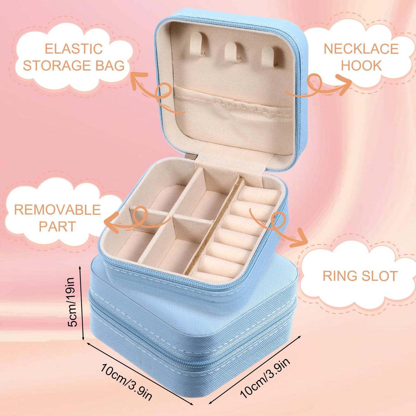 8 Pack Travel Jewelry Case Small Travel Jewelry Box Bridesmaid Gifts Jewelrys Box, PU Leather Small Jewelrys Case Organizer Storage for Rings Earrings Necklaces, Beauty Gifts for Women Girls (Blue)
