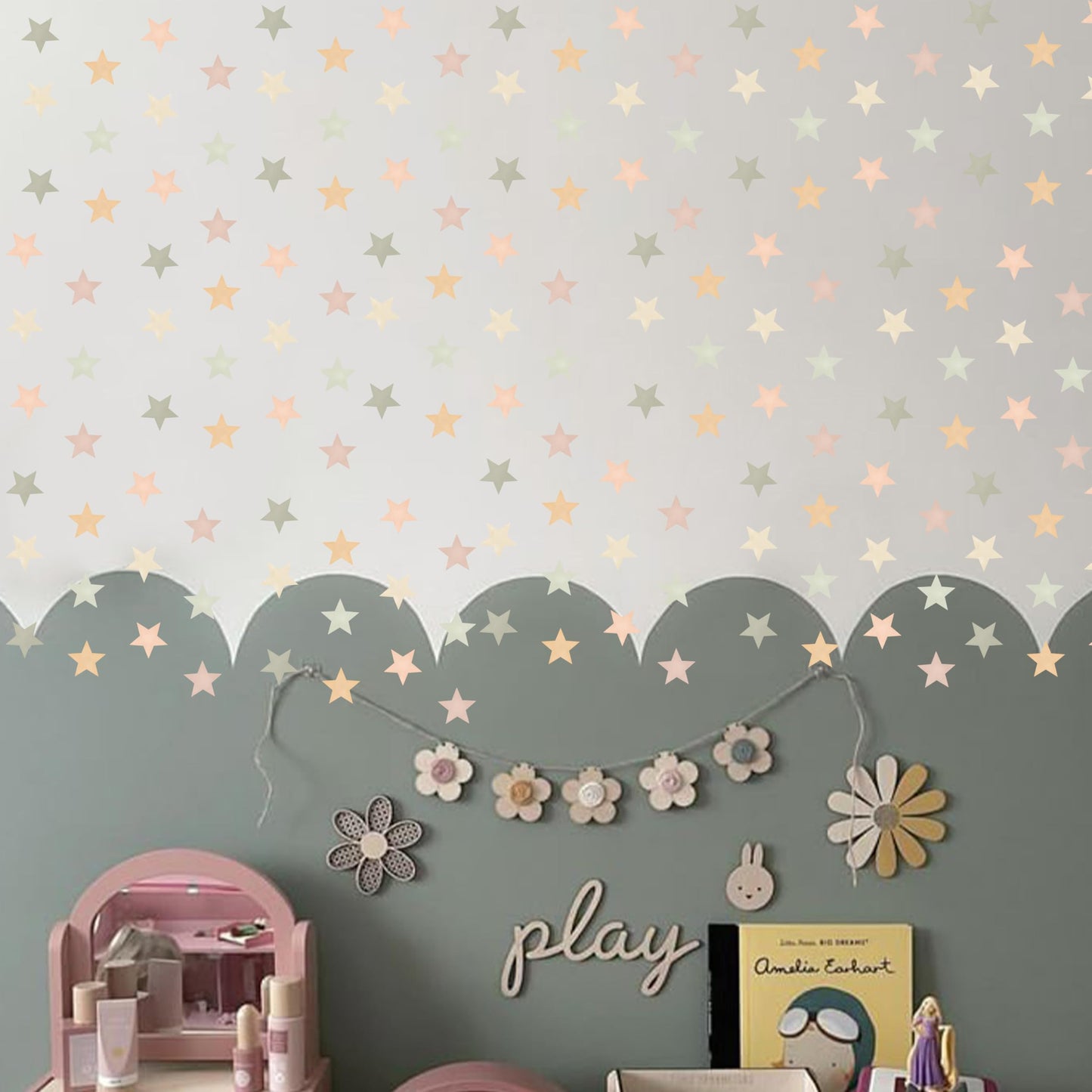 GIOGUK Star Wall Decal - Nursery Children's Baby Room Living Room Bedroom Wall Decoration Wall Stickers, Home Decor Stickers, Peel and Stick Decal, 96 Pcs Star 2 inch