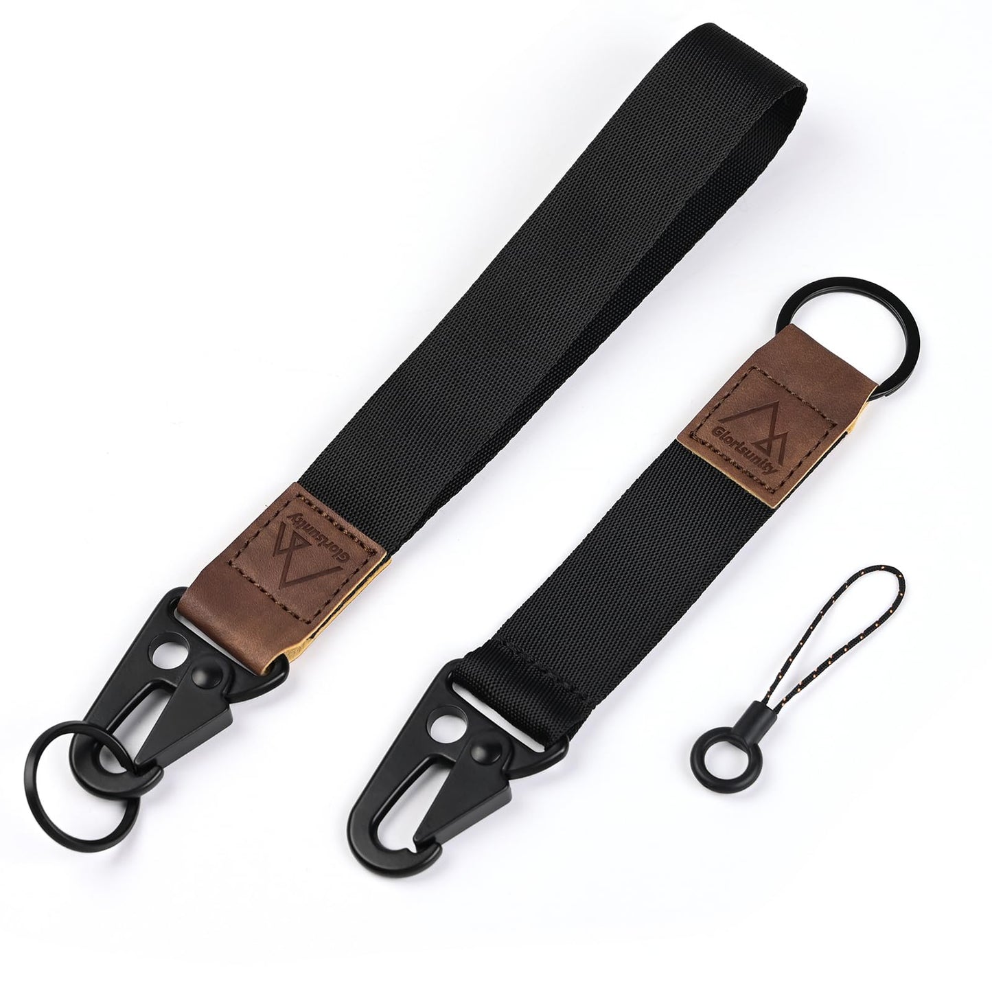 Glorisunity Hand Wrist Lanyard Key Chain Holder, Wristlet Strap for Key for Women & Men, Lanyard for Car Key (2 Piece) (Black)