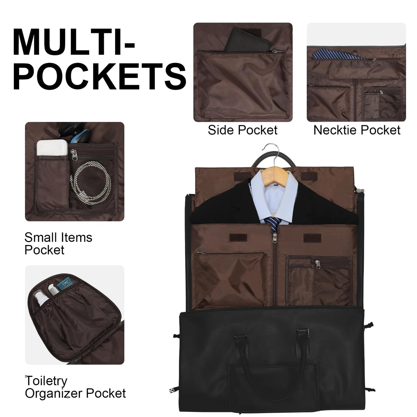 Modoker Rolling Garment Bag for Travel Wheeled Duffel Bag Luggage Suit Travel Bags for Men and Women,3 in 1 Carry on Convertible Garment Bag with Wheels,Black