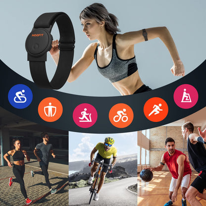 moofit Heart Rate Monitor Armband, IP67 Waterproof, Support Bluetooth/ANT+, Rechargeable Optical Heart Rate Sensor Bracelet Works with Wahoo, Strava, Elite HRV