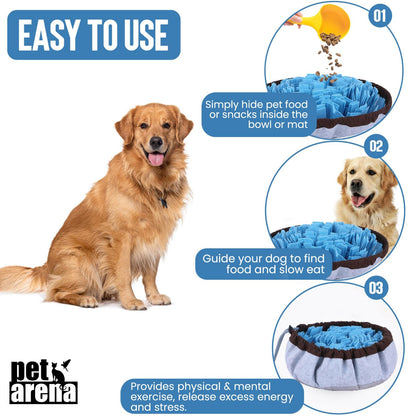 PET ARENA Snuffle Mat for Dogs - Adjustable Interactive Puzzle Toy for Large & Small Breed Slow Feeder for Mental Stimulation & Stress Relief Encourages Natural Foraging Ideal for Indoor & Outdoor Use