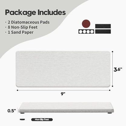 2PCS Bathroom Sink Vanity Trays, Water Absorbing Diatomite Stone Drying Soap