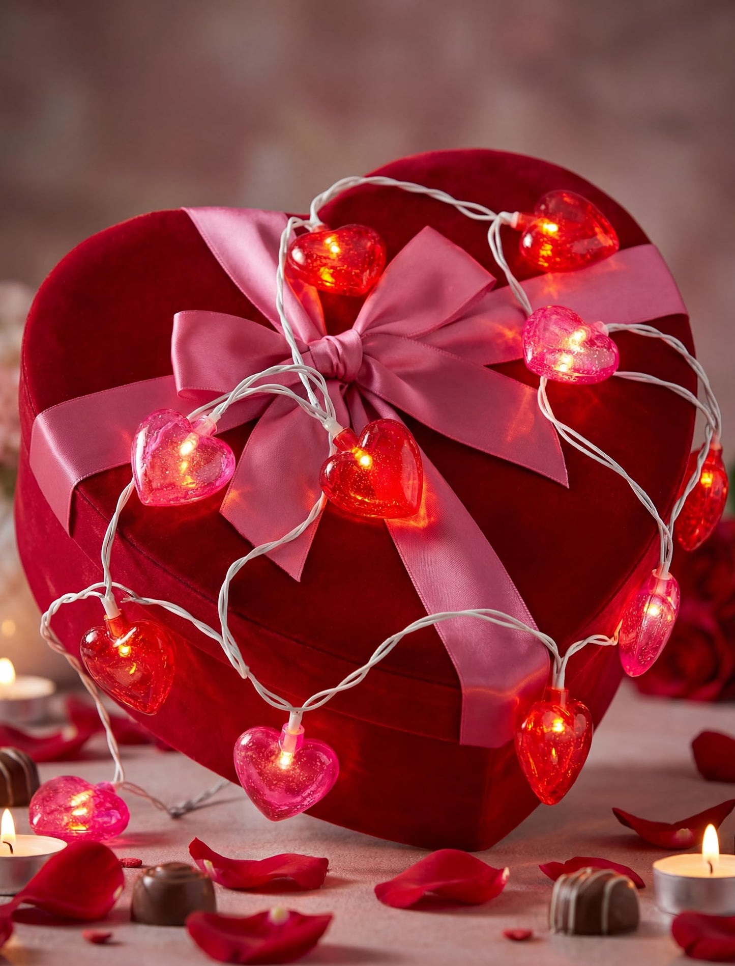 GOOTHY Heart String Lights, 8.5Ft Valentine's Day Decorations String Lights with 10 Pink and Red Heart Lights, Plug in Heart Fairy Lights for Bedroom Home Wedding Indoor Outdoor Valentine's Day Decor