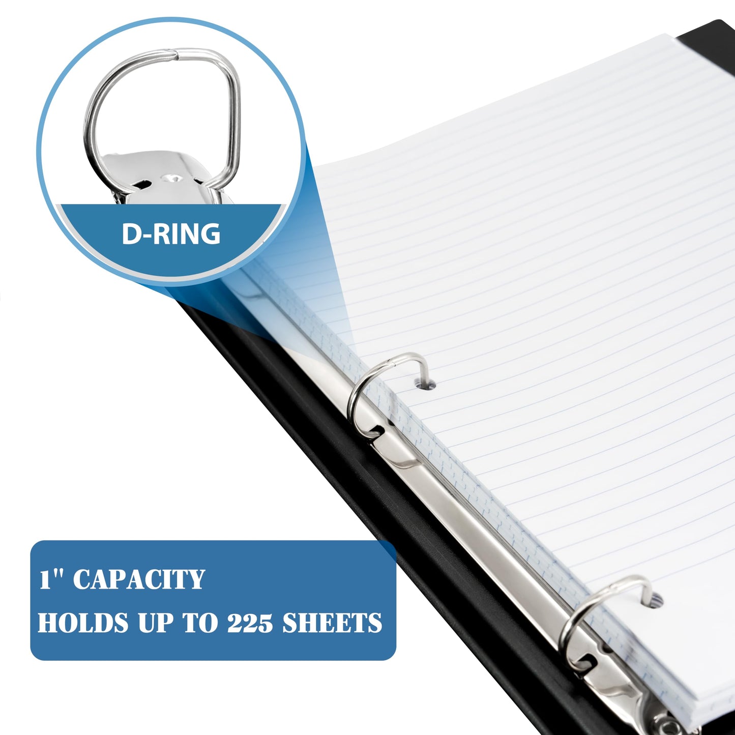 INFUN 1 INCH Telescoping 3 Ring Binder - 4PCS, Portable Plastic Binder with Telescoping Spine ，3 Ring Binders with Foldable Front Cover Holds 8.5" x 11" Paper for School,Office and Homes