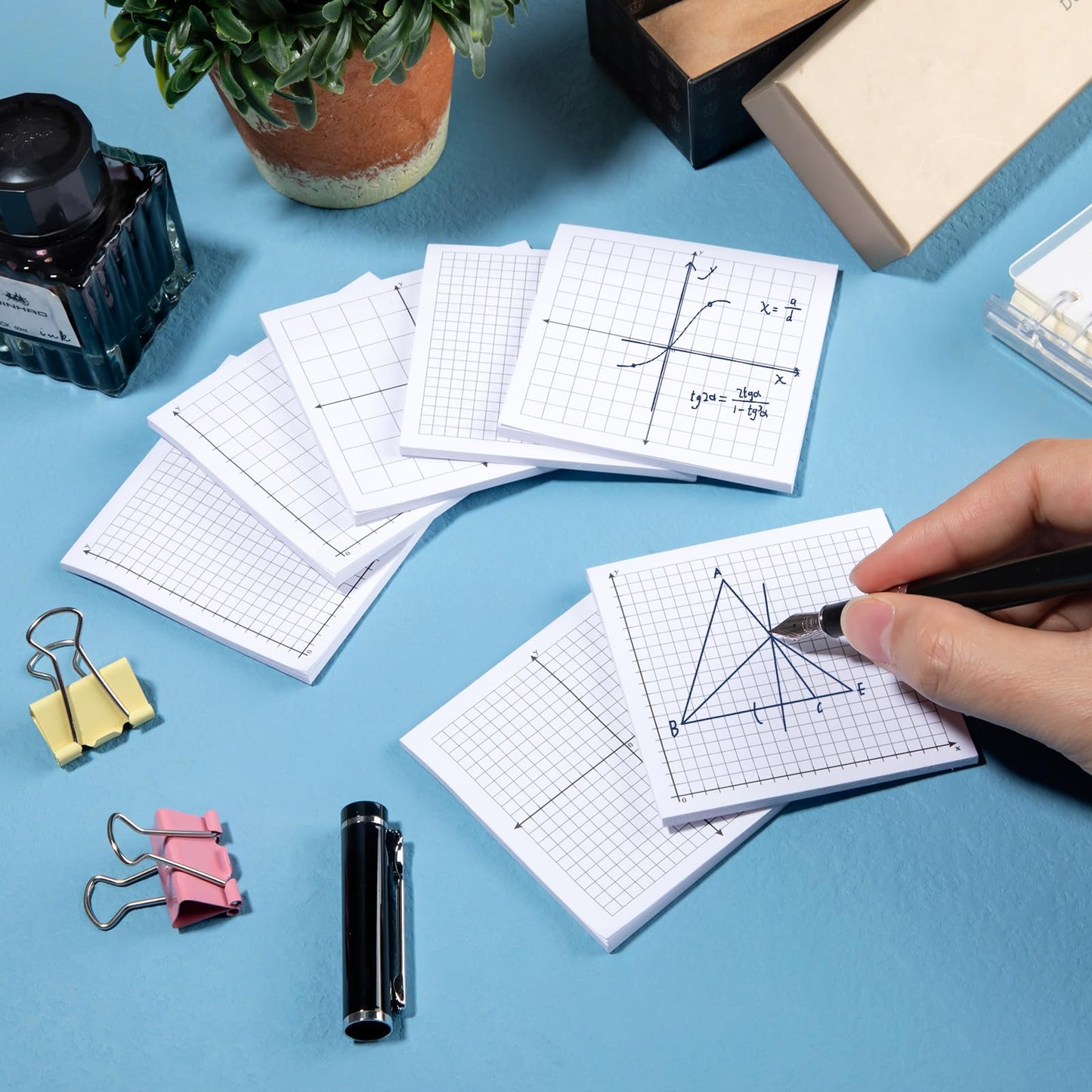 Graph Paper Sticky Notes, 12 Pads Mini Math Graph Graphing Paper, 3x3 Inch Grid Sticky Notes for Office School Supplies