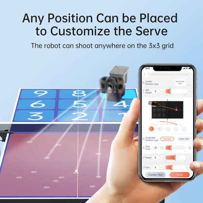 PONGBOT Table Tennis Robot: APP Control 264 Drills, Portable Ping Pong Machine with Spin/Speed Customization, 150-Ball Capacity for Solo Training & Coaching