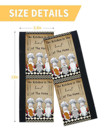 Cute Chef Gnomes Refrigerator Door Handle Covers Set of 2 for Dishwasher Microwave Oven Fridge Stove Door Handles,Washable Kitchen Decor Accessories,Funny Chef Cook Checkered Plaid Black White Brown