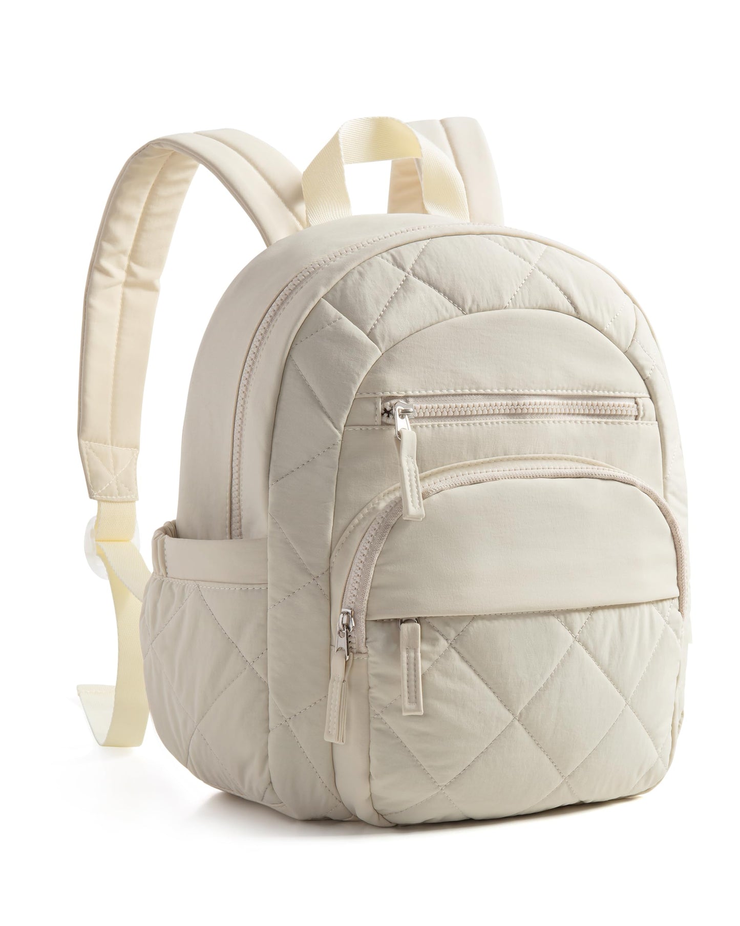 Smasrob Women Mini Backpack with RFID Blocking Pocket, Small Puffer Backpack Purse, Lightweight Quilted Backpack for Work, College or Travel, Beige