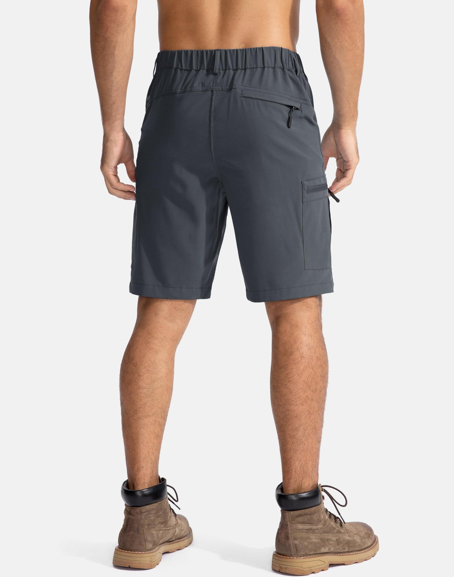 Pudolla Men's Hiking Cargo Shorts 9" Lightweight Outdoor Work Shorts for Men Travel Golf Camping Casual with 5 Zipper Pockets(Deep Grey Small)