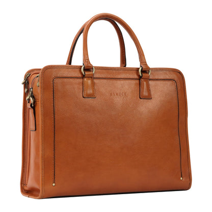 Banuce Premium Italian Full Grain Leather Briefcase for Women 15.6 Inch Laptop Bag Office Work Business Travel with Luggage Strap and Detachable Shoulder Strap Brown