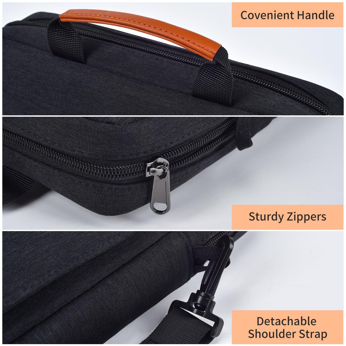 13 Inch Laptop Shoulder Bag Carrying Case for Macbook Air 13" M5 M4 A3449 A3420/ 2026 MacBook Neo A18 Pro A3404/ MacBook Pro 14" M5 M4 M3/ 13" iPad Pro/Air M5 M4, Vertical Laptop Sleeve Handbag, Black