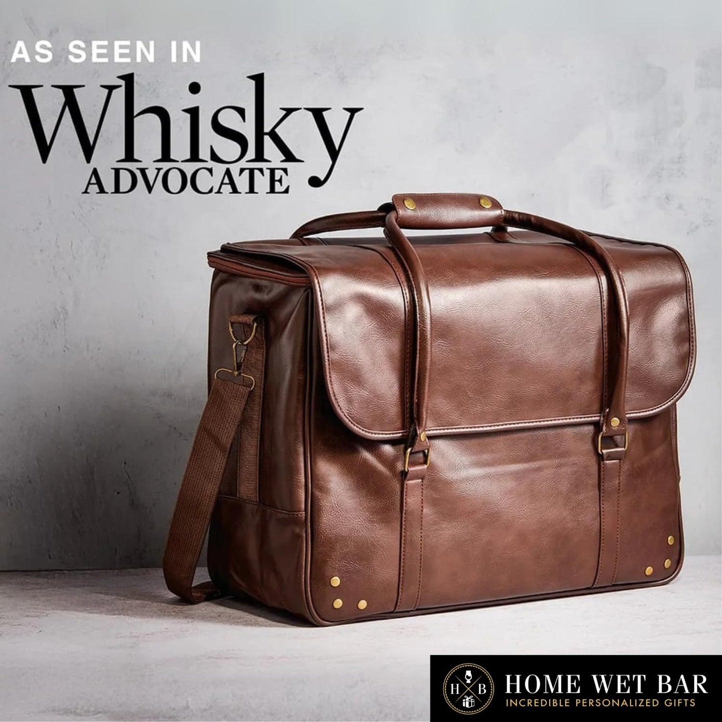 Graham Whiskey Bottle Carrier and Weekender Travel Bag | Customizable Waterproof and Insulated Interior | Vegan Leather | Perfect for Tastings, Parties & Getaways