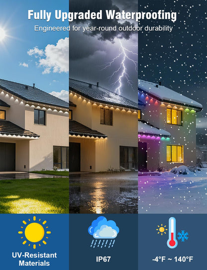 MGYIF Permanent Outdoor Lights 150FT RGBIC LED Smart LED Lights, App/Remote Control IP68 Waterproof for Holiday Decor, 50 Scene Modes, DIY Lights Lighting Timing for Christmas Halloween Party M2