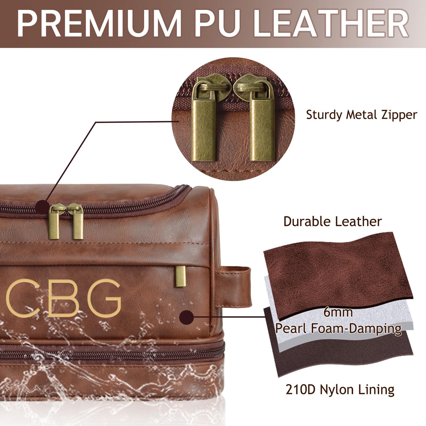 Seozata Personalized Toiletry Bag for Men, Custom Shaving Dopp Kit, Engraved Name Monogram Travel Bag, Gift for Dad, Groomsmen, Son, Husband, Christmas, Birthday, Anniversay, Father's Day, Wedding