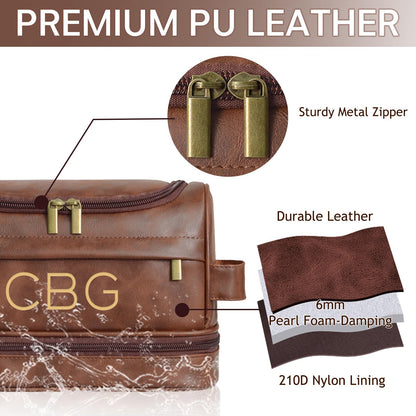 Seozata Personalized Toiletry Bag for Men, Custom Shaving Dopp Kit, Engraved Name Monogram Travel Bag, Gift for Dad, Groomsmen, Son, Husband, Christmas, Birthday, Anniversay, Father's Day, Wedding