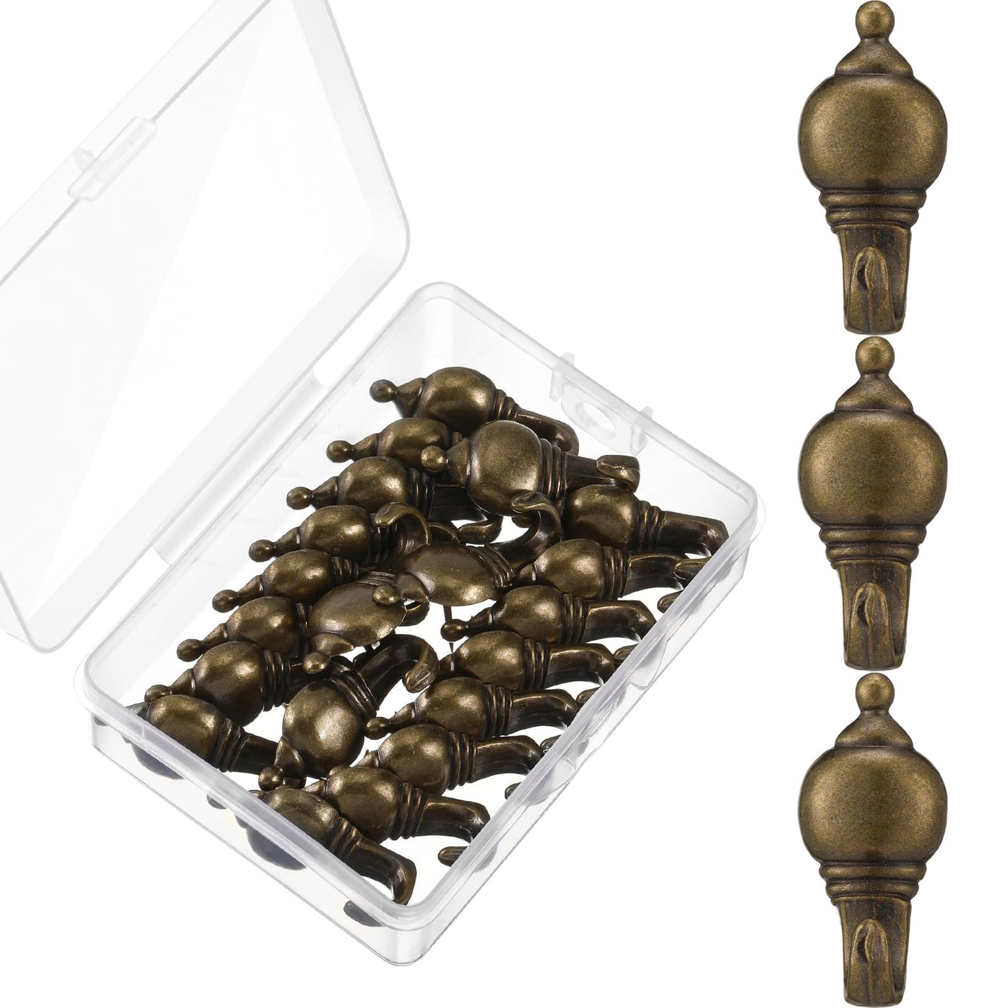20 Pieces Push Pin Hangers Plant Shape Pin Hook Hanger Zinc Alloy Picture Bronze Wall Hooks(Retro Gourd)