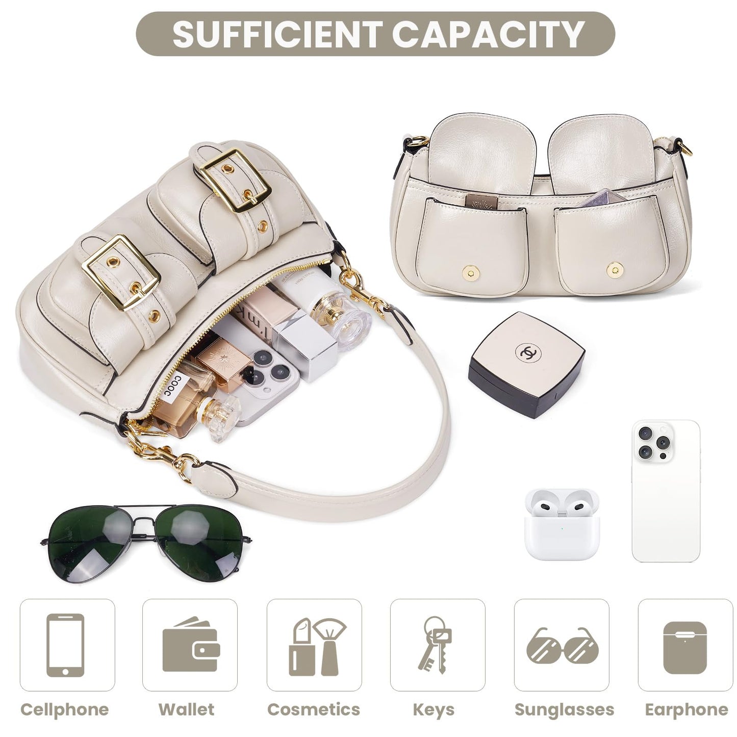 Shoulder Bag for Women Y2k Purse Leather Hobo Tote Handbag Trendy Going Out Purse Crossbody Everyday Purse