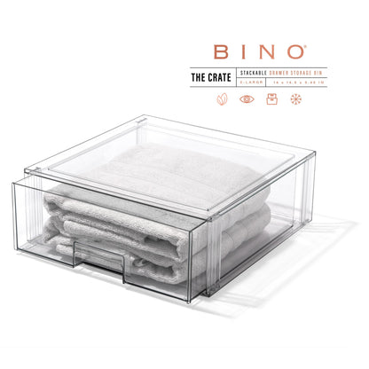 BINO | Stackable Storage Drawers, X-Large - Clear | THE CRATE COLLECTION | Storage Bins With Drawers | Bathroom Organizers | Under Sink Organizer | Vanity Cabinet Home Organization