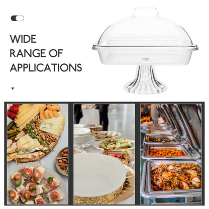 HOLIDYOYO Cake Display Tray with Dome Clear Acrylic Cover Reusable Snack Serving Platter 10.82X8.46X8.26In Perfect for Birthday Christmas and Party Dessert Presentation