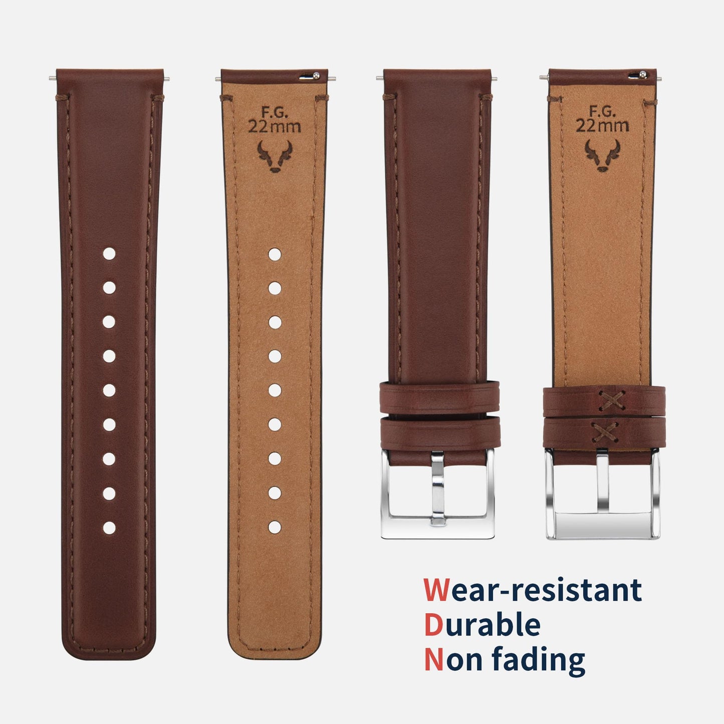 Fullmosa Watch Bands,18mm 19mm 20mm 22mm 24mm Quick Release Leather Watch Band Strap - Burnished Leather Watch Band Vintage Wristband