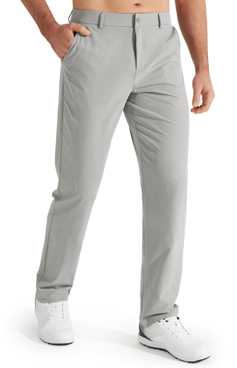 Libin Mens Golf Pants Stretch Work Dress Pants 30" Quick Dry Lightweight Business Casual Slacks for Men Travel Vocation Water Resistant, Neutral Grey, 34W x 30L