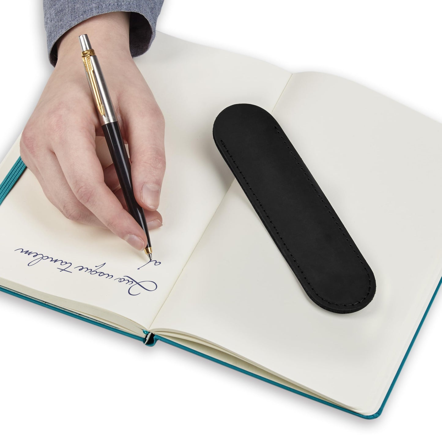 MAKYN Leather Pen Case, Single Pen Pouch Cover, Fountain Pen Sleeve Holder (Black)