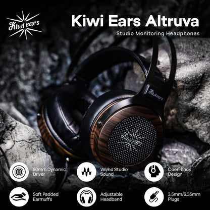Linsoul Kiwi Ears Altruva Over Ear Headphone, Hi-Fi 50mm Dynamic Driver Monitoring Headphones, Wired Gaming Headset, Open-Back Stereo Headphones for Studio Engineer Audiophile Gaming (Blackwood)