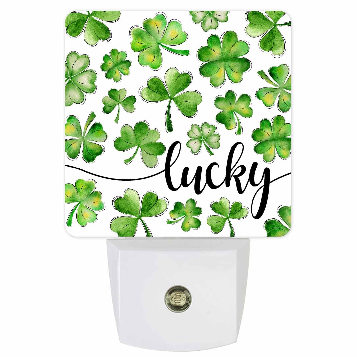 Green Lucky Clover Leaves Plug-in LED Night Lights St. Patrick's Day Shamrocks Auto Dusk-to-Dawn Sensor for Bedroom, Bathroom, Kitchen, Nursery, Hallway, Stairs, Wall Home Decor