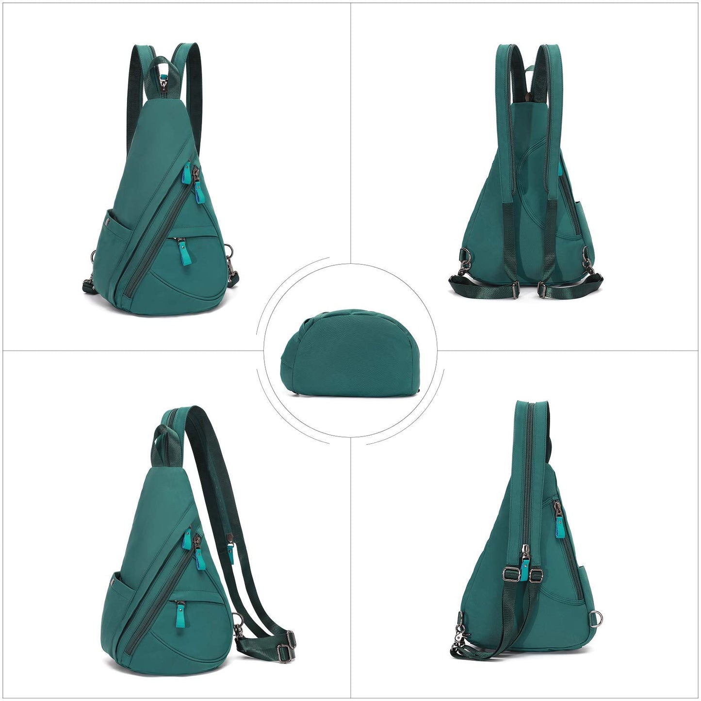 KL928 Nylon Sling Bag - Small Crossbody Backpack Shoulder Casual Daypack Multipurpose Rucksack for Men Women(Atrovirens)