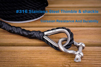 Marine System Made Nylon 3 Strand Anchor/Rigging Line Anchor Rope 3/8 Inch 100FT 150FT Black (3/8" x 100')