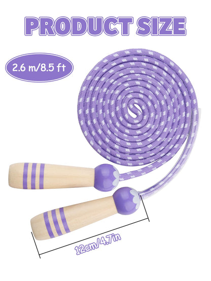 Jump Rope for Kids, Lorvain Adjustable Skipping Rope, Kids Jump Ropes with Wooden Handle for Girls Boys, Weighted Jumping Ropes for Fitness Workout Exercise Outdoor Fun Activity