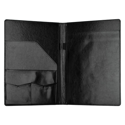 Padfolio Portfolio Binder, Faux Leather Folder, Resume Interview Legal Document Organizer, Letter Sized Writing Pad w/Business Card Holder, A4 Professional Folio for Office Conference (Black)