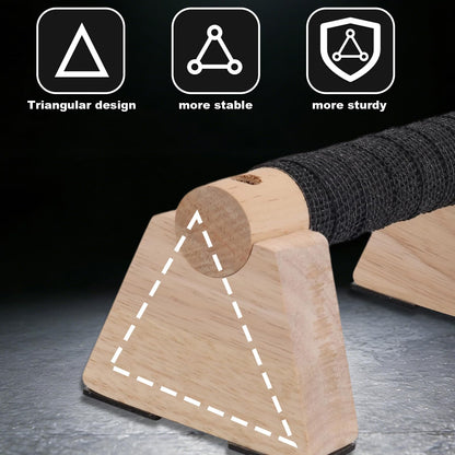 Parallettes Bars Set, 2pcs Wooden Push Up Handles Bars for Floor with Anti-Slip Base 1 Spacer & 1 Grip Tape Wood Home Gym Equipment for Handstand Training Calisthenics & Pushup Strength Workout