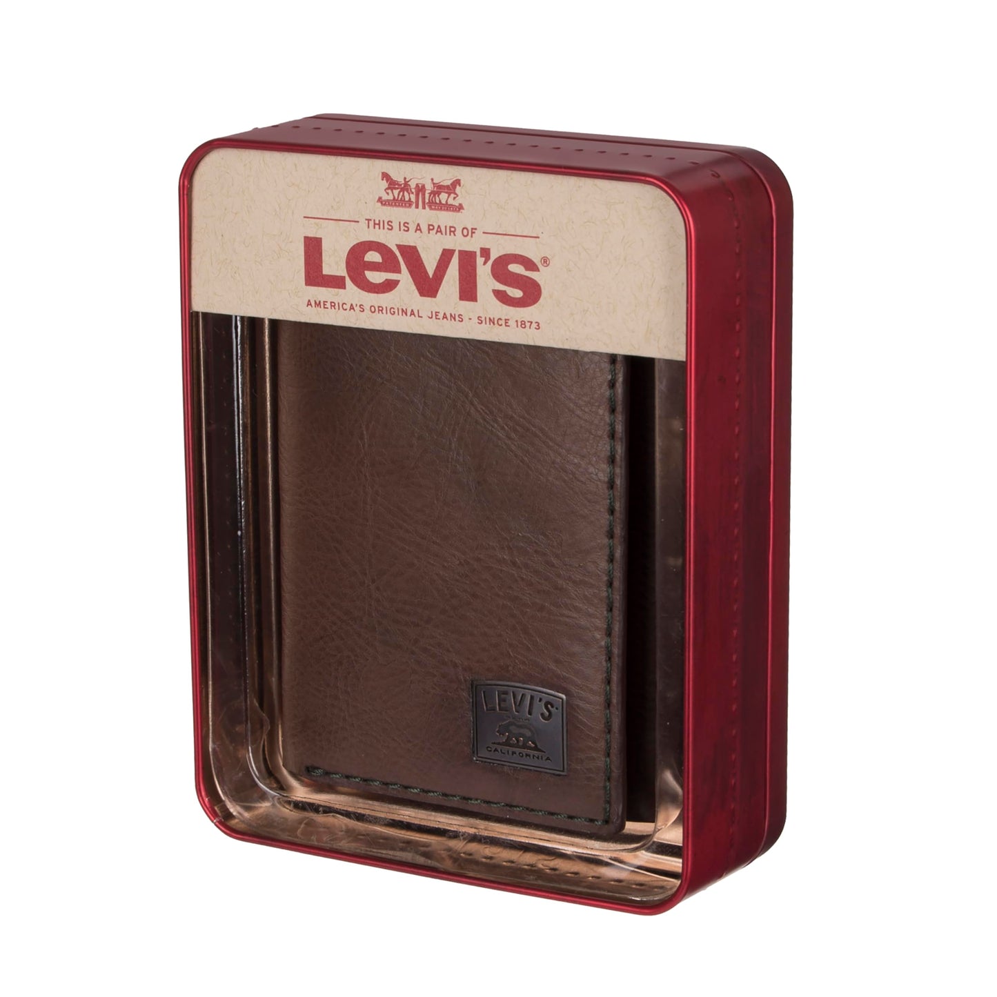 Levi's Men's Trifold Wallet-Sleek and Slim Includes Id Window and Credit Card Holder, Brown Stitch, One Size
